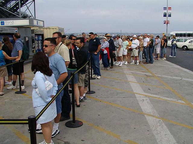 Line waiting for Box Office to open. 30 minutes before B.O. opens