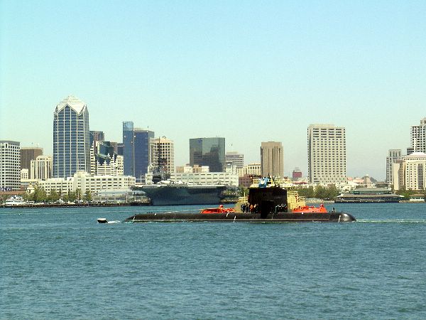 Swedish submarine HMS Gotland Arrives in San Diego 27 June 2005 - USN photo courtesy of John Mechelke