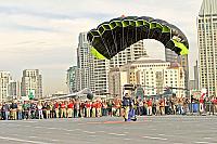 Skydiver landing on flight deck [11-11-09] - Clint Griffin photo