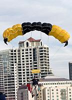 Skydiver landing on flight deck [11-11-09] - Clint Griffin photo