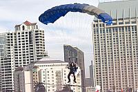Skydiver preparing to land on flight deck [11-11-09] - Clint Griffin photo