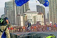 Skydiver landing on flight deck [11-11-09] - Clint Griffin photo