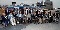 (MAY 2, 2007) - A group of the Battle of Midway survivors gather for a group photograph on the flight deck of the USS Midway Mus